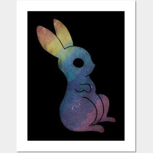 Rainbow magic bunny of the galaxy black Posters and Art